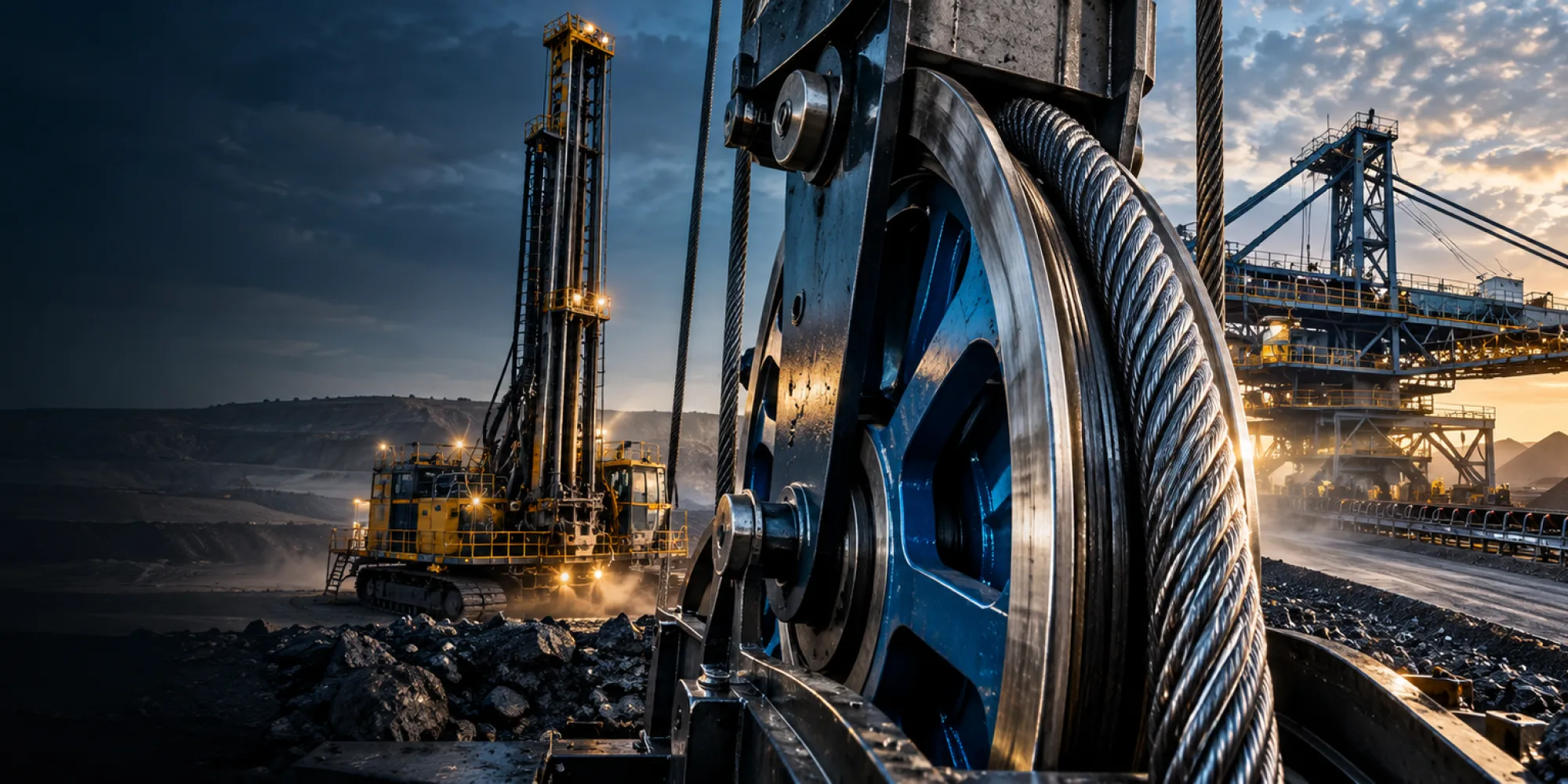 Industrial Mining Machinery at Sunset
